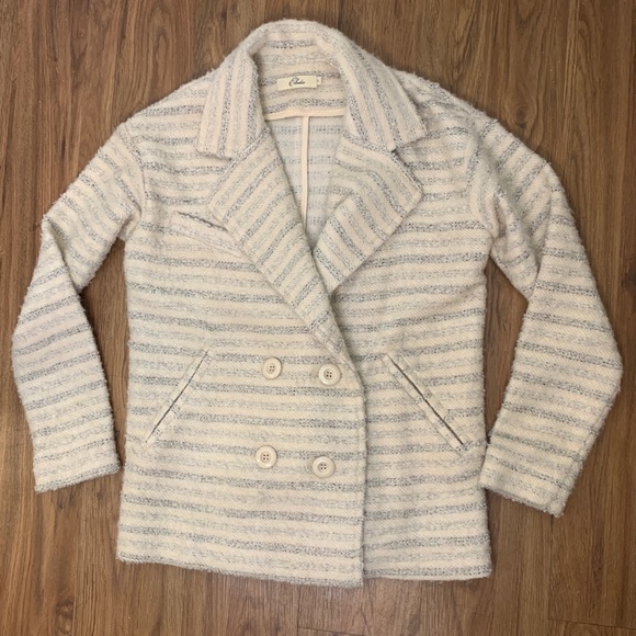 Elodie Shadow Striped Double Breasted Peacoat - Picture 2 of 8